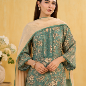 Teal Green Floral Printed Punjabi Suit Set